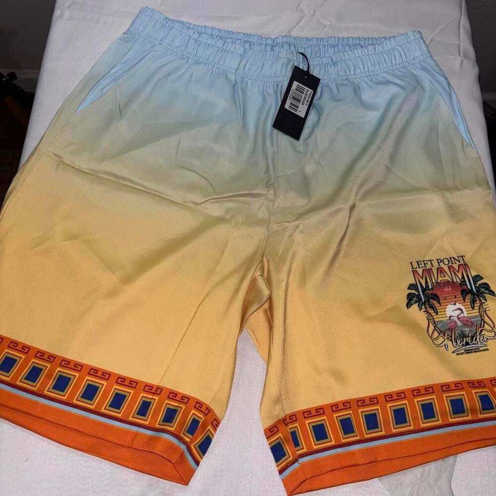 Left Point Miami Beach Florida Retro Print Swim Trunks